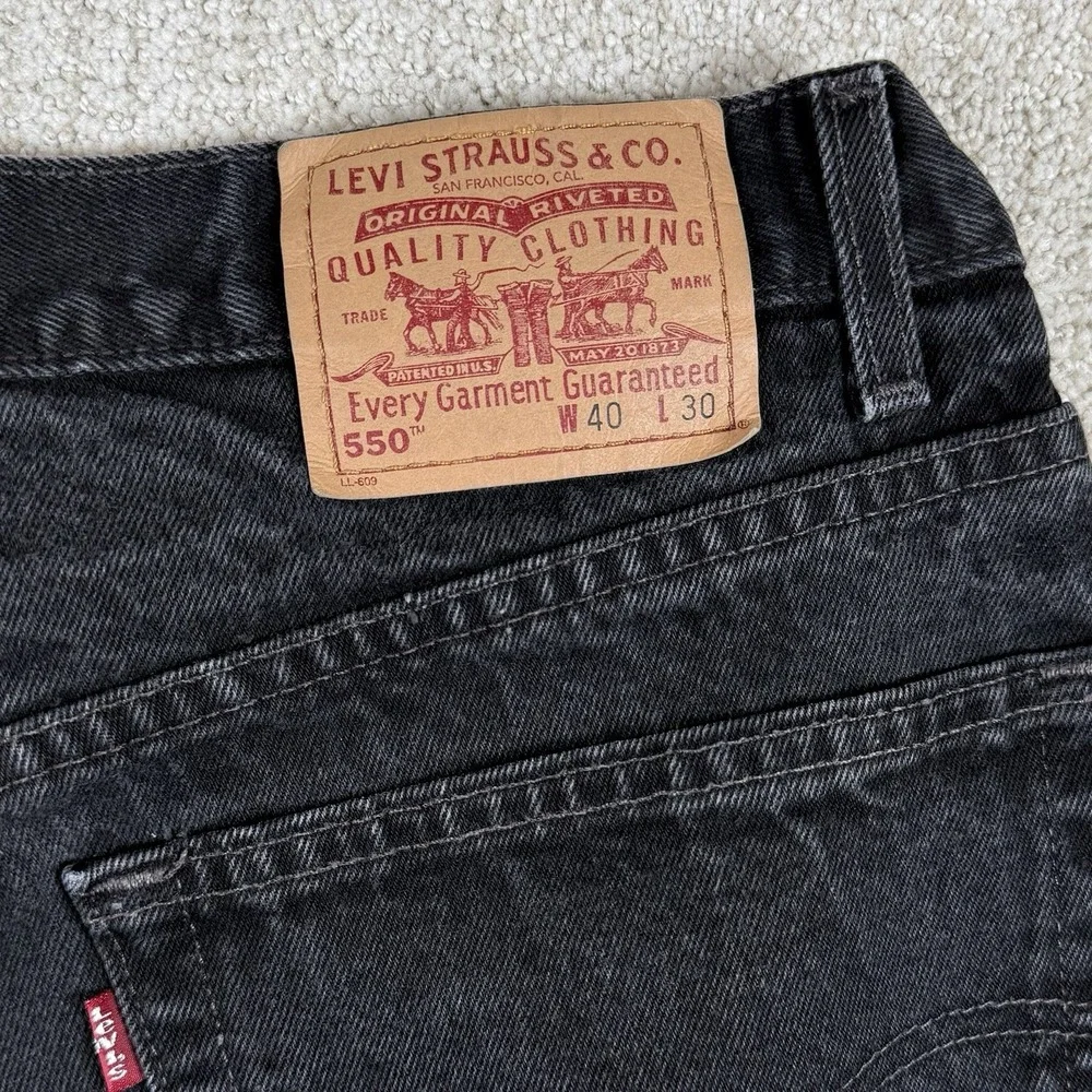 Vintage Levi's 550 Mens 40x30 (Actual 38x29) Black Relaxed Fit Tapered Leg Jeans